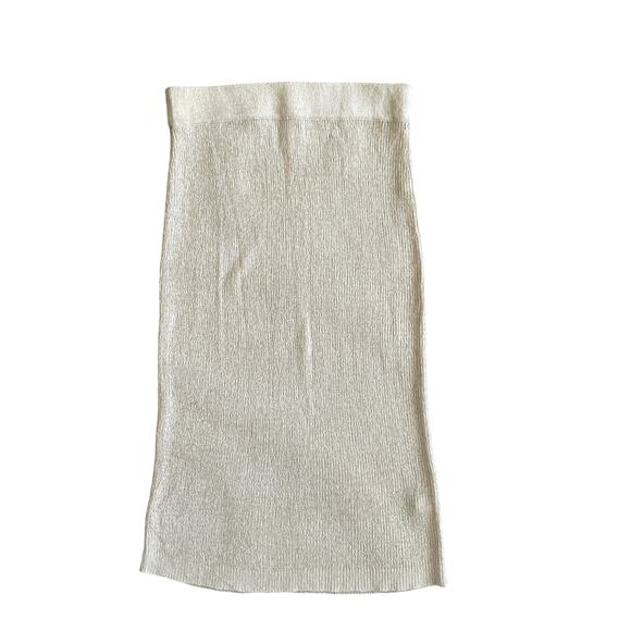 CALVIN KLEIN Plain Rib-Knit Midi Pencil Skirt Creamy Beige Women's Size Small - Picture 5 of 11